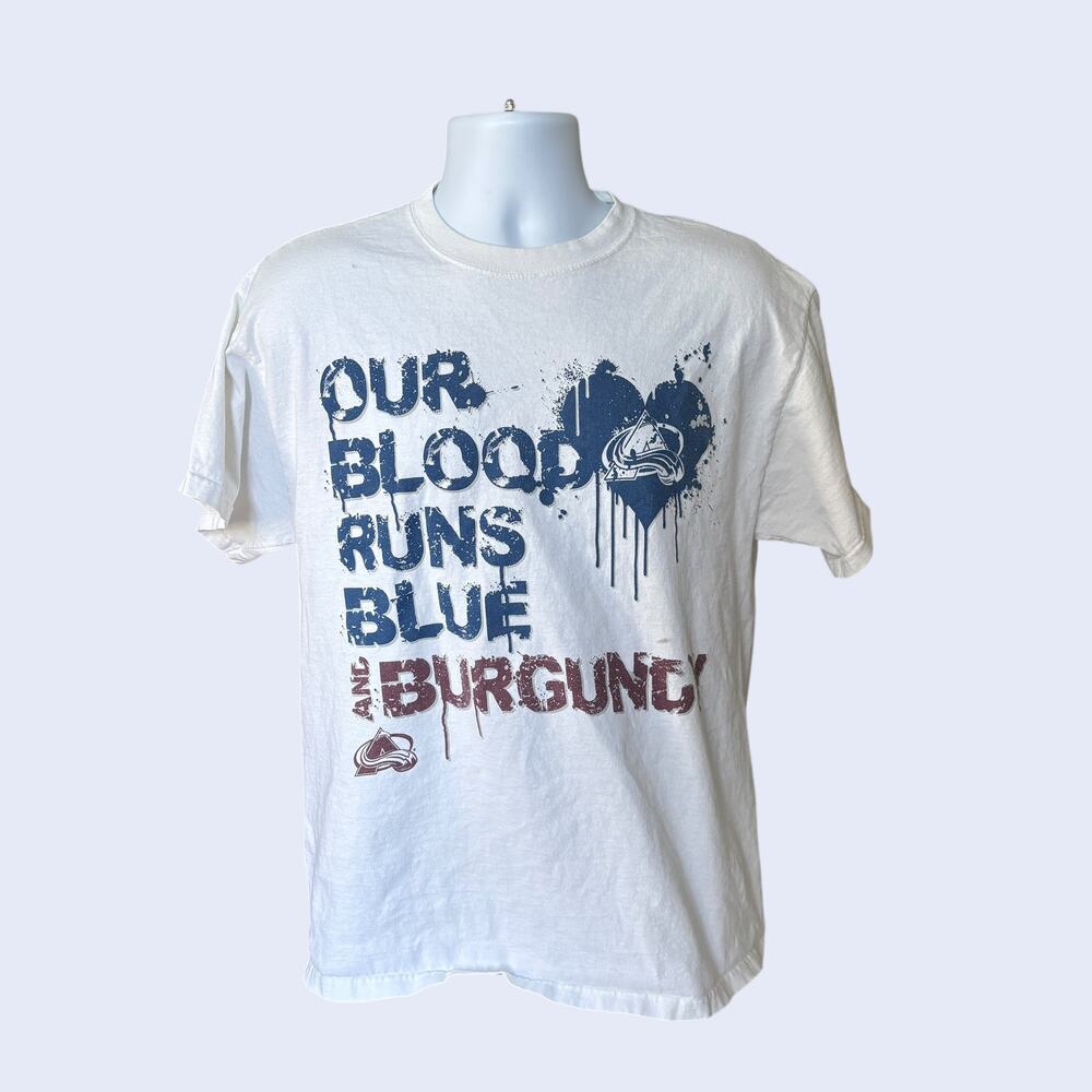 Delta Magnum Weight L Colorado Avalanche Blood Runs Blue Tee White